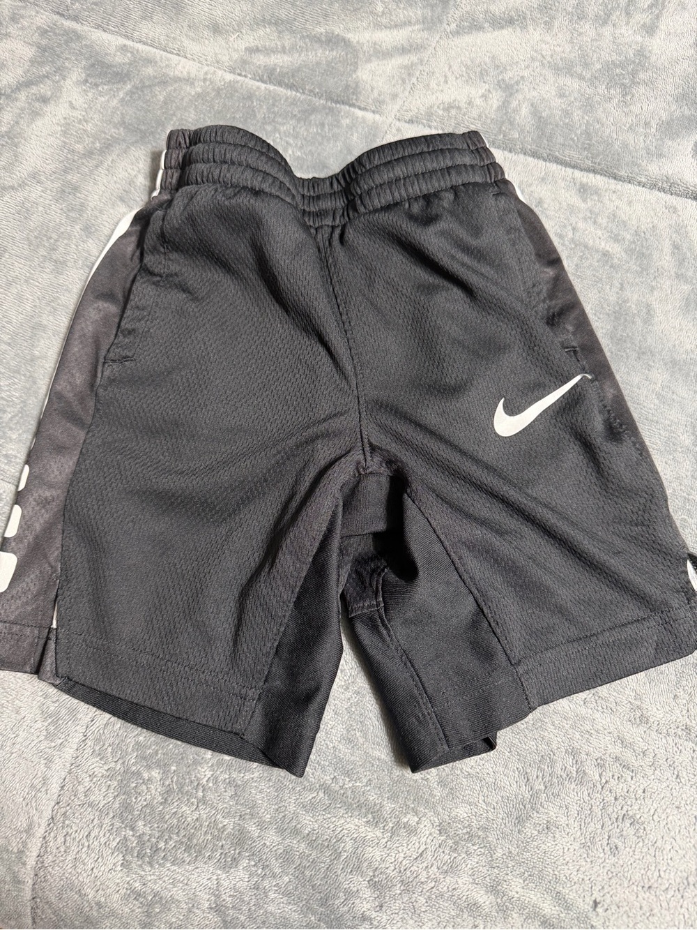 Nike Black Kids Athletic Shorts with White Swoosh Accent